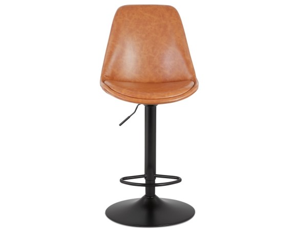 Tabouret réglable RODEO en matière synthétique brune et pied noir