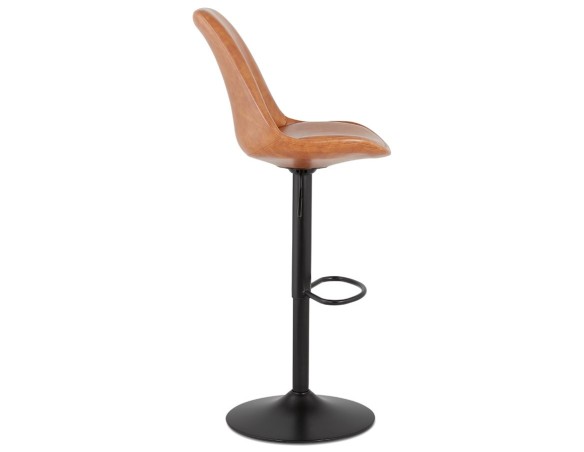 Tabouret réglable RODEO en matière synthétique brune et pied noir