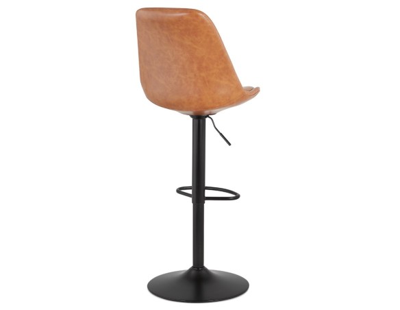 Tabouret réglable RODEO en matière synthétique brune et pied noir