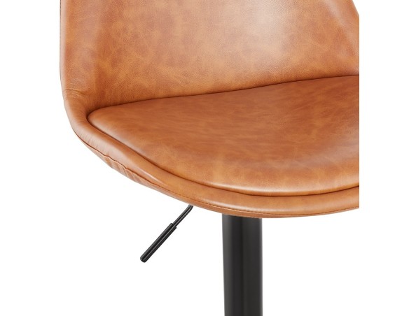 Tabouret réglable RODEO en matière synthétique brune et pied noir