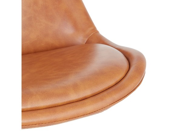 Tabouret réglable RODEO en matière synthétique brune et pied noir