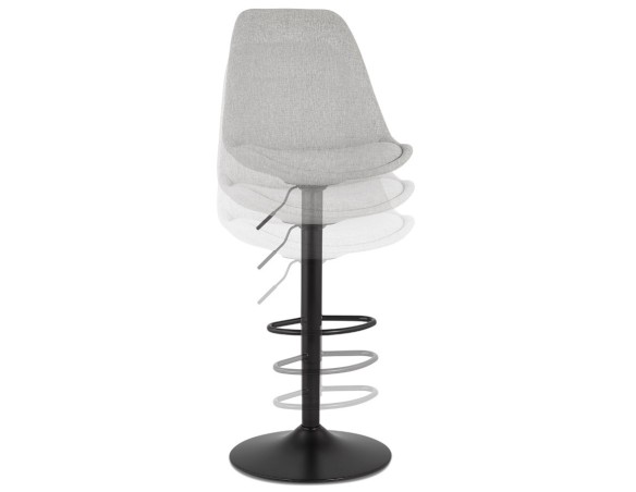 Tabouret réglable CAMPUS en tissu gris et pied noir