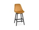 BS05460MUBL 5404028318096 Tabouret snack mi-hauteur MORISS MINI en velours moutarde et pieds en bois noir