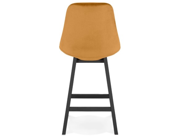 Tabouret snack mi-hauteur MORISS MINI en velours moutarde et pieds en bois noir