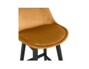 Tabouret snack mi-hauteur MORISS MINI en velours moutarde et pieds en bois noir