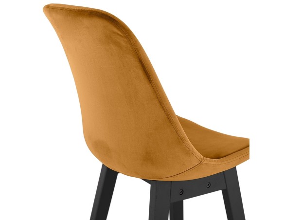 Tabouret snack mi-hauteur MORISS MINI en velours moutarde et pieds en bois noir