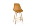 BS05480MUNA 5404028318133 Tabouret snack mi-hauteur MORISS MINI en velours moutarde et pieds en bois naturel