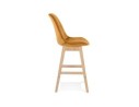 Tabouret snack mi-hauteur MORISS MINI en velours moutarde et pieds en bois naturel