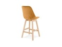 Tabouret snack mi-hauteur MORISS MINI en velours moutarde et pieds en bois naturel