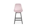 Tabouret snack mi-hauteur MORISS MINI en velours rose et pieds en bois noir