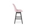 Tabouret snack mi-hauteur MORISS MINI en velours rose et pieds en bois noir
