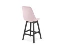 Tabouret snack mi-hauteur MORISS MINI en velours rose et pieds en bois noir