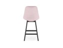 Tabouret snack mi-hauteur MORISS MINI en velours rose et pieds en bois noir