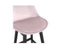 Tabouret snack mi-hauteur MORISS MINI en velours rose et pieds en bois noir