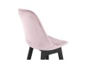 Tabouret snack mi-hauteur MORISS MINI en velours rose et pieds en bois noir