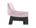 Tabouret snack mi-hauteur MORISS MINI en velours rose et pieds en bois noir