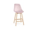 BS05520PINA 5404028318218 Tabouret snack mi-hauteur MORISS MINI en velours rose et pieds en bois naturel