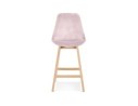 Tabouret snack mi-hauteur MORISS MINI en velours rose et pieds en bois naturel