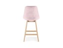 Tabouret snack mi-hauteur MORISS MINI en velours rose et pieds en bois naturel
