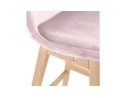 Tabouret snack mi-hauteur MORISS MINI en velours rose et pieds en bois naturel