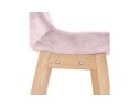 Tabouret snack mi-hauteur MORISS MINI en velours rose et pieds en bois naturel