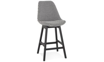 BS05540DIBL 5404028318256 Tabouret snack mi-hauteur MORISS MINI en tissu pied de poule et pieds en bois noir
