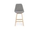 Tabouret snack mi-hauteur MORISS MINI en tissu pied de poule et pieds en bois naturel