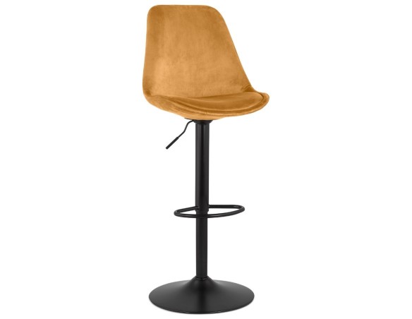 BS05630MUBL 5404028318430 Tabouret réglable MIKE en velours moutarde et pied noir