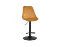 Tabouret réglable MIKE en velours moutarde et pied noir
