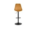 Tabouret réglable MIKE en velours moutarde et pied noir