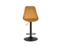 Tabouret réglable MIKE en velours moutarde et pied noir
