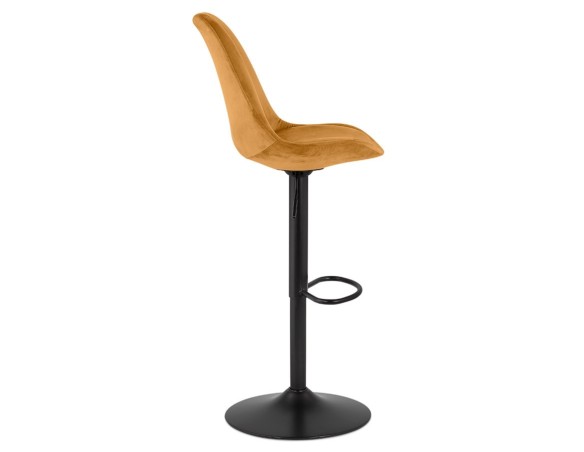 Tabouret réglable MIKE en velours moutarde et pied noir