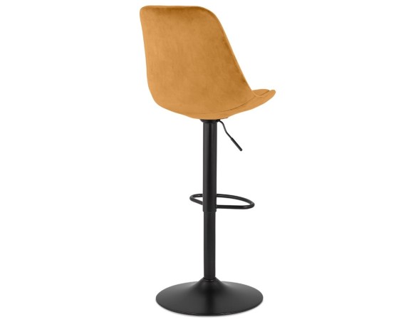 Tabouret réglable MIKE en velours moutarde et pied noir