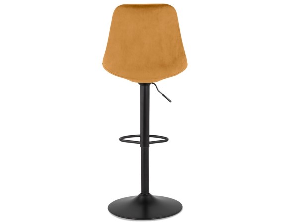 Tabouret réglable MIKE en velours moutarde et pied noir