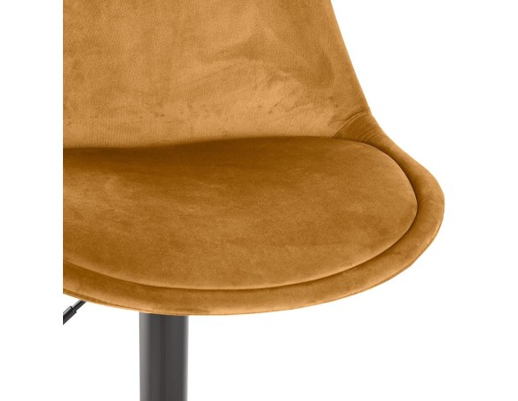 Tabouret réglable MIKE en velours moutarde et pied noir