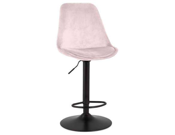 Tabouret réglable MIKE en velours rose et pied noir