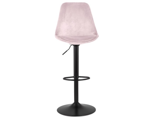 Tabouret réglable MIKE en velours rose et pied noir