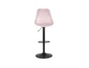Tabouret réglable MIKE en velours rose et pied noir
