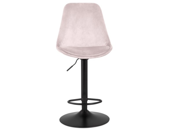 Tabouret réglable MIKE en velours rose et pied noir