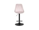 Tabouret réglable MIKE en velours rose et pied noir