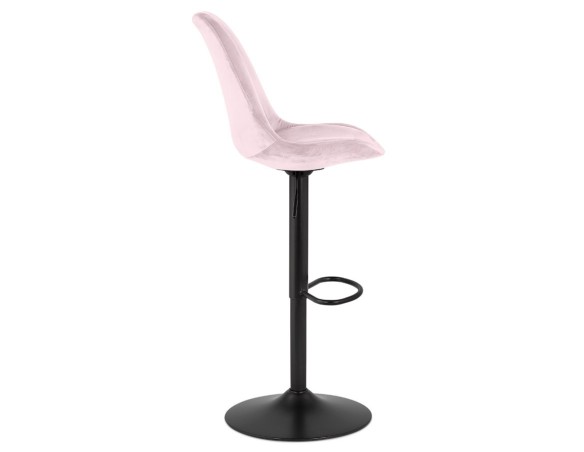 Tabouret réglable MIKE en velours rose et pied noir