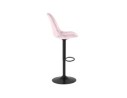 Tabouret réglable MIKE en velours rose et pied noir