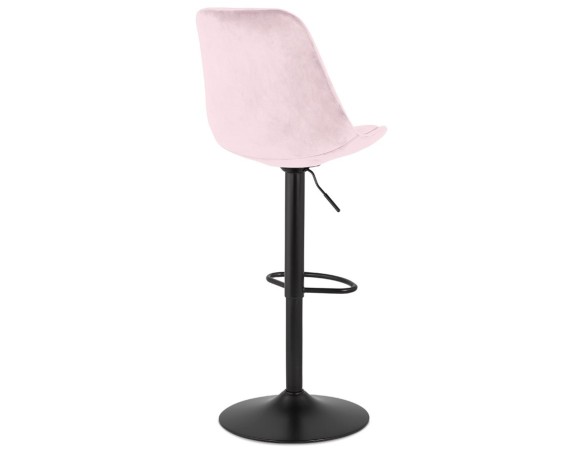 Tabouret réglable MIKE en velours rose et pied noir