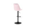 Tabouret réglable MIKE en velours rose et pied noir