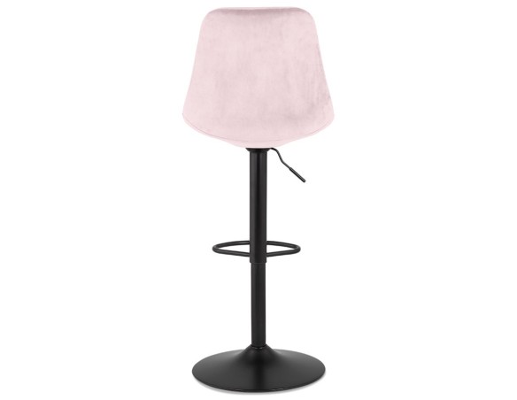 Tabouret réglable MIKE en velours rose et pied noir