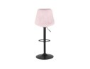 Tabouret réglable MIKE en velours rose et pied noir