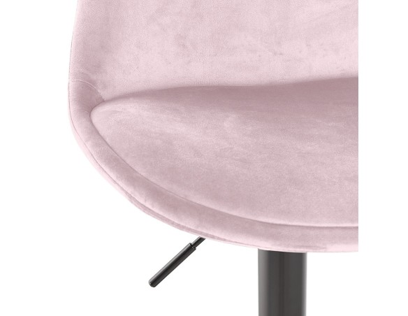 Tabouret réglable MIKE en velours rose et pied noir