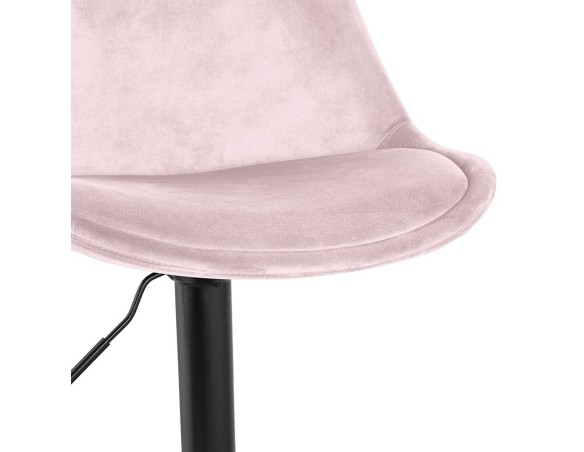 Tabouret réglable MIKE en velours rose et pied noir