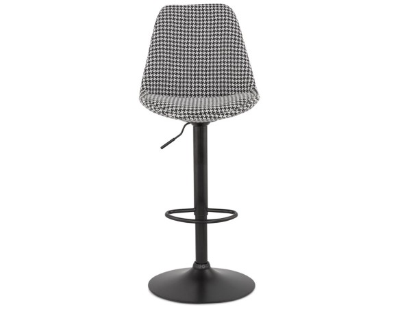 Tabouret réglable MIKE en tissu pied de poule et pied noir