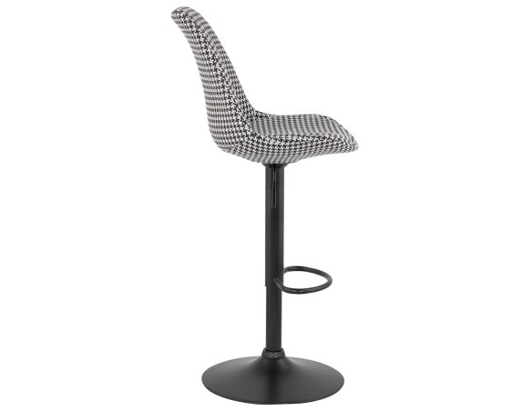 Tabouret réglable MIKE en tissu pied de poule et pied noir